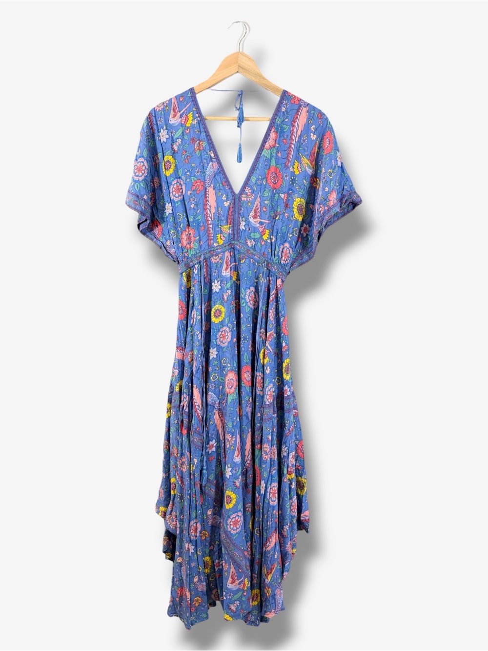 Spell Lovebird Half Moon Gown Deep Sky Blue Maxi Dress Size M Boho Festival